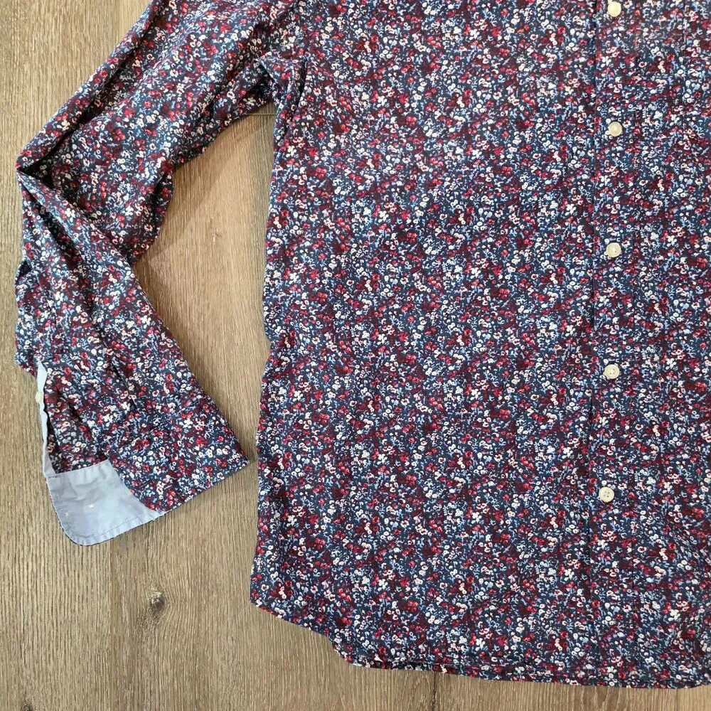 Banana Republic Luxe Poplin Men's XL Floral Slim Long Sleeve Button-Up Untucked